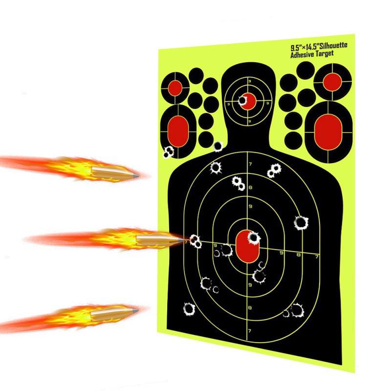 

10 PCS 14.5-inch human shape shooting target reactive splash glow fluorescent paper target for shooting training accessories