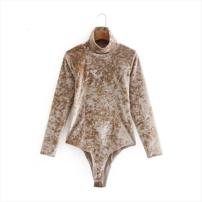 

evfer autumn casual za khaki women romper skinny bodysuits fashion long sleeve turtleneck velvet short playsuits girls chic, Black;white