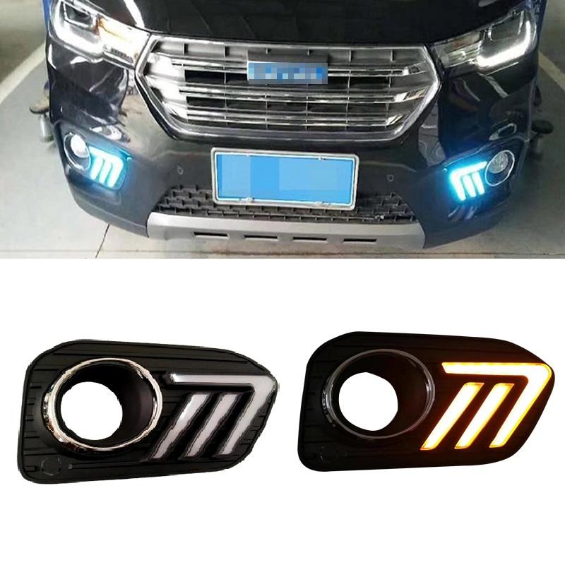 

Car Headlights LED Day Time Running Light Fog Lamp Cover White Yellow Blue Colour 2ps/set Fit For Haval H6 2021 With Turning Signal