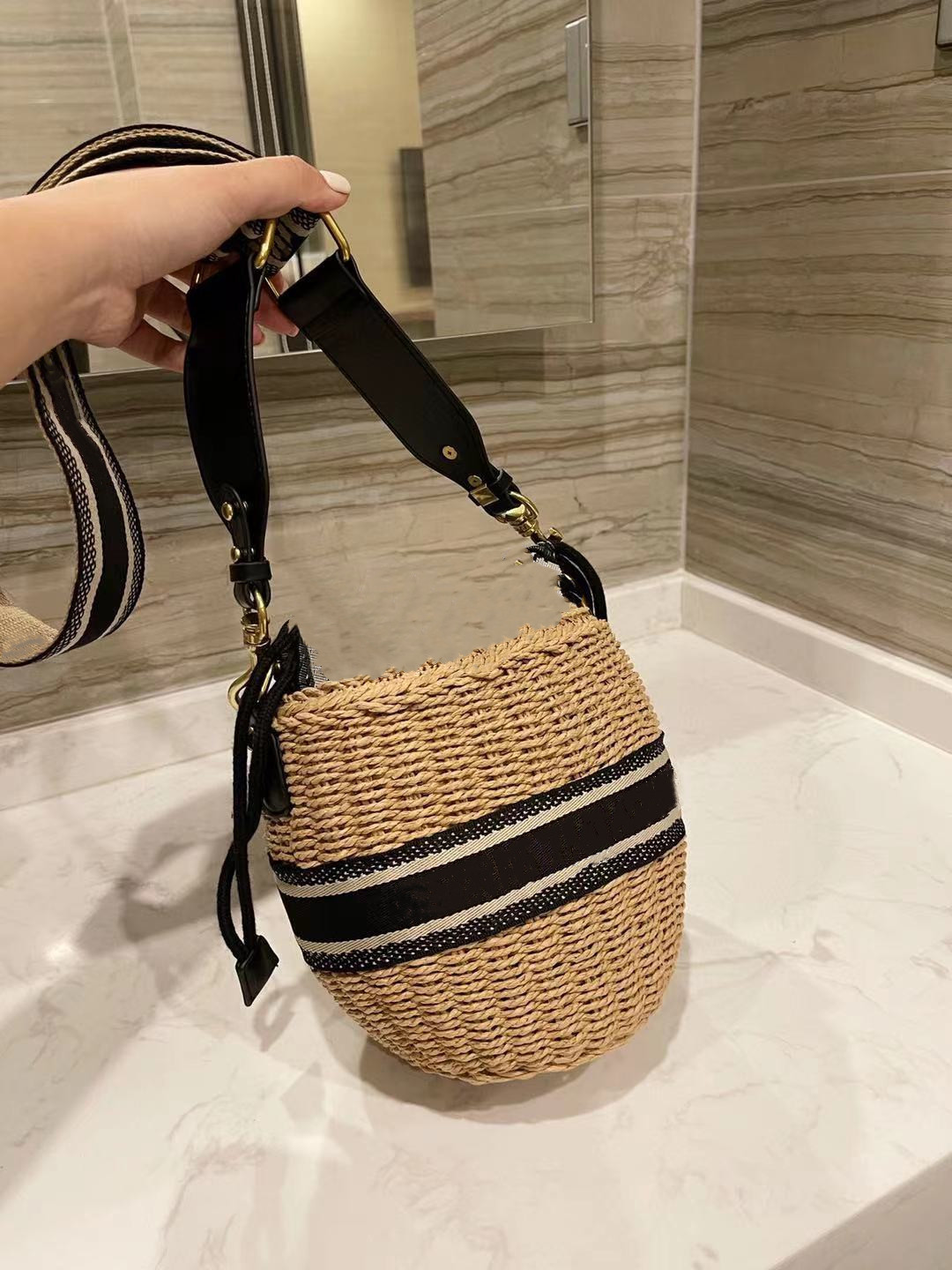 

Summer Beach+ Straw Bags +Casual Rattan Women Handbags Wicker Woven Female Totes Large Capacity Lady Buckets Bag Travel Purse