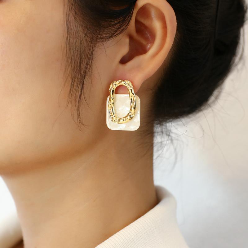 

Dangle & Chandelier Flashbuy Square Acrylic Resin Geometric Drop Earrings Fashion Hollow Metal Statement Party Jewelry Female, Silver