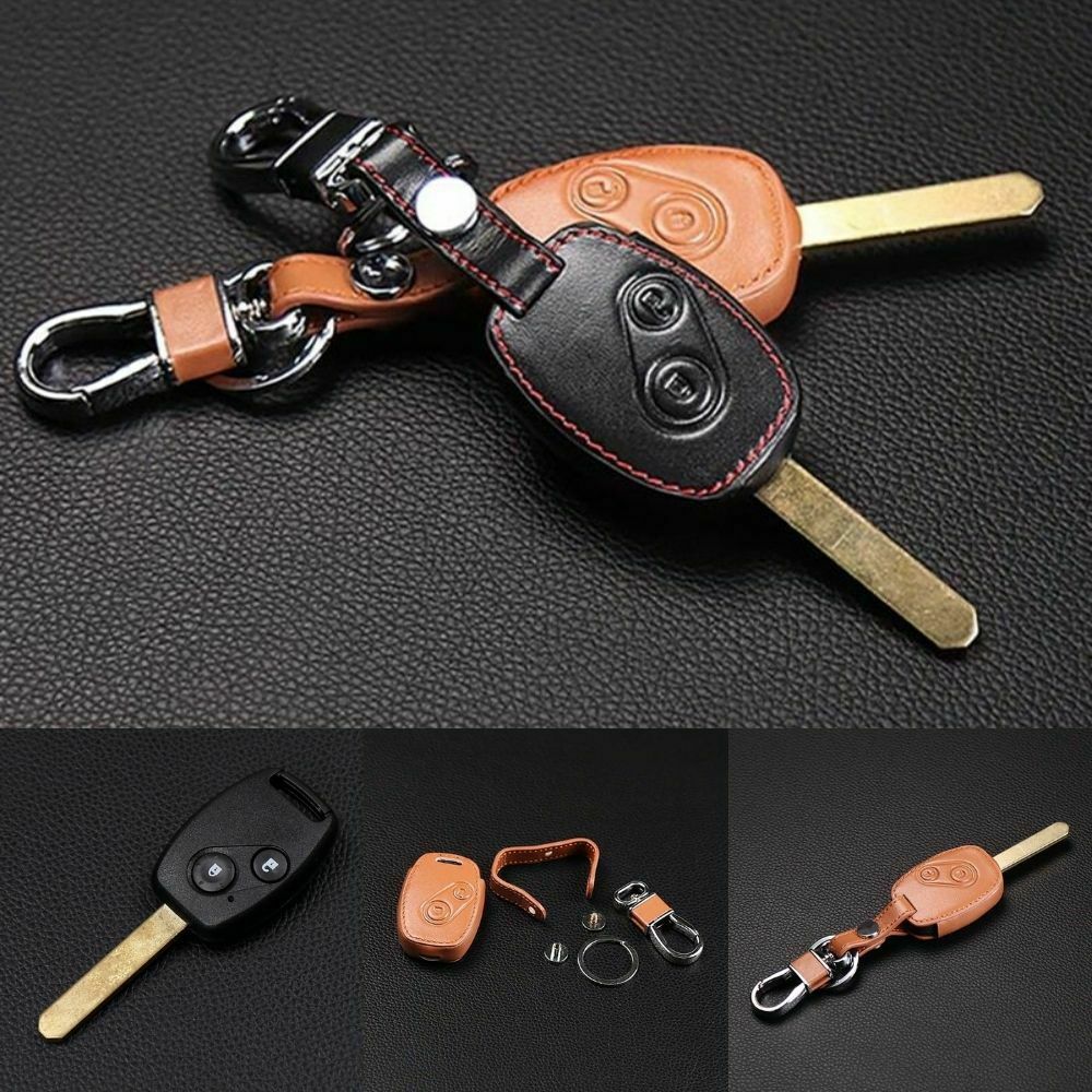 

Genuine Leather Car Key Case Cover Chain Ring Holders For Honda Accord Civic Crv