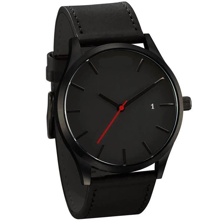 

Wristwatches Men's Watch Sports Minimalistic Watches For Men Wrist Leather Clock Relojes Erkek Kol Saati Relogio Masculino, All black
