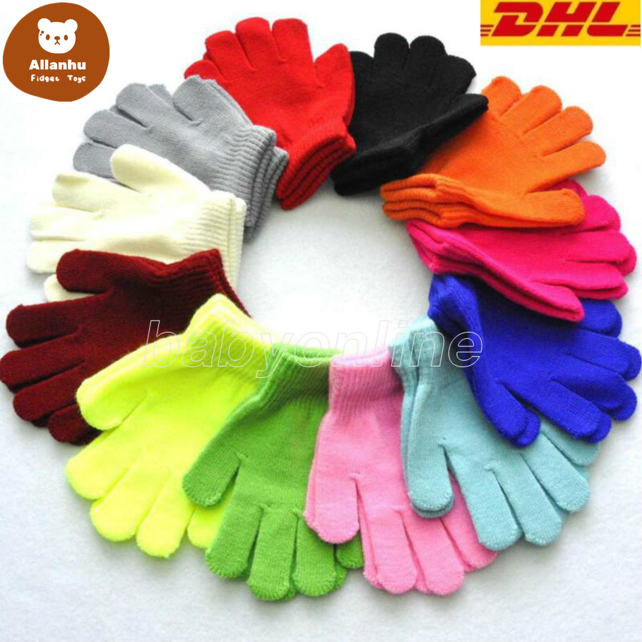 

Children Winter Gloves Solid Candy Color Boy Girl Acrylic Glove Kid Warm Knitted Finger Stretch Mitten Student Outdoor Glove Gift FY7325 1x, New