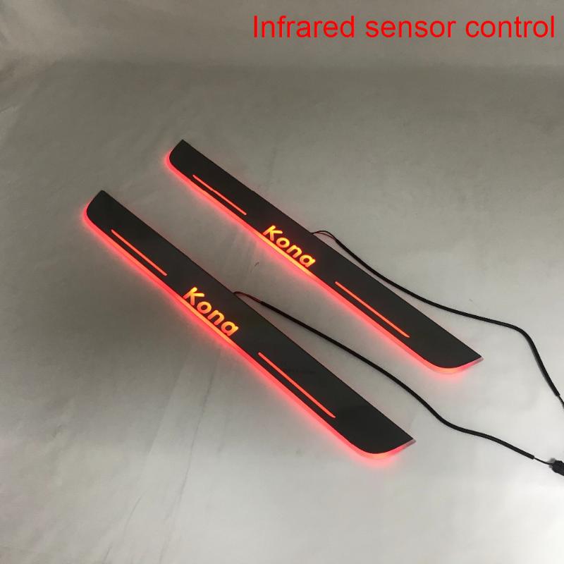 

Infrared Sensor Control Led Door Sill Plate Strip Welcome Light Threshold Guard Protectors For Kona 2021 Interior&External Lights