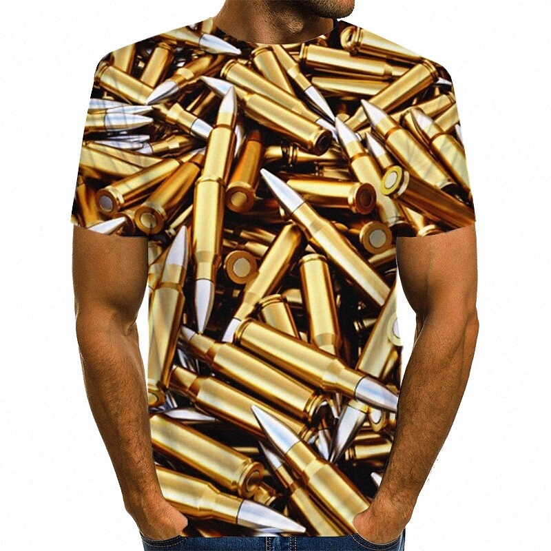 T-shirt pour hommes Graphic Machine imprimé à manches courtes quotidiennes usure Topswear Gold rond exagéré or / club R4GT #
