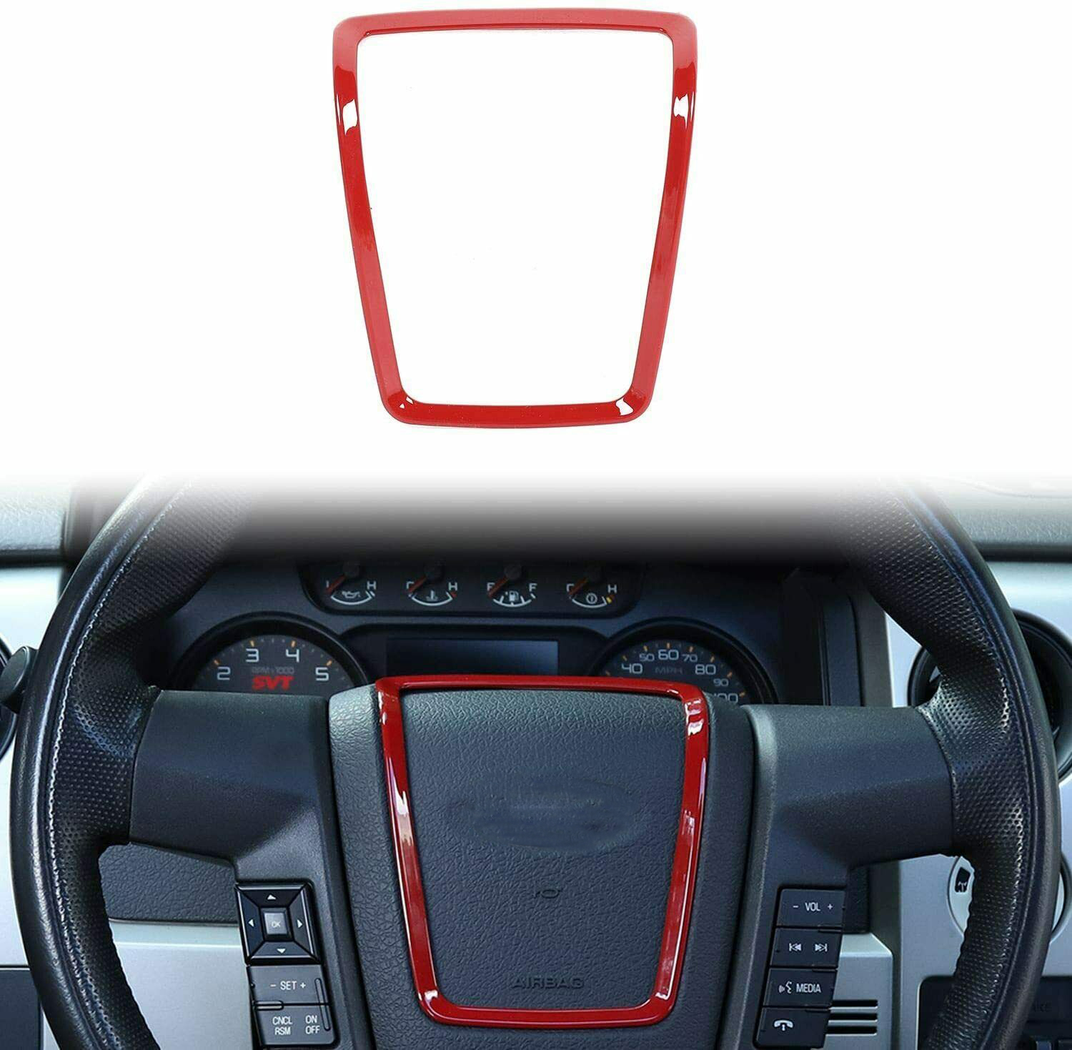 

ABS Car Steering Wheel Center Trim Cover Frame for Ford F150 2009-2014 Red