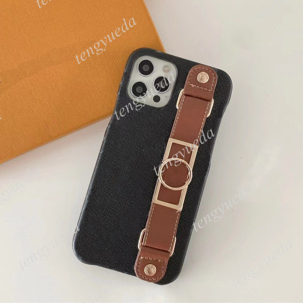 

with box Fashion Designer Phone Cases for iPhone 14 14pro 14plus 13 pro max 12pro 11pro Xs XR Xsmax 8 plus Leather Wristband Luxury Cellphone Cover, Black flower