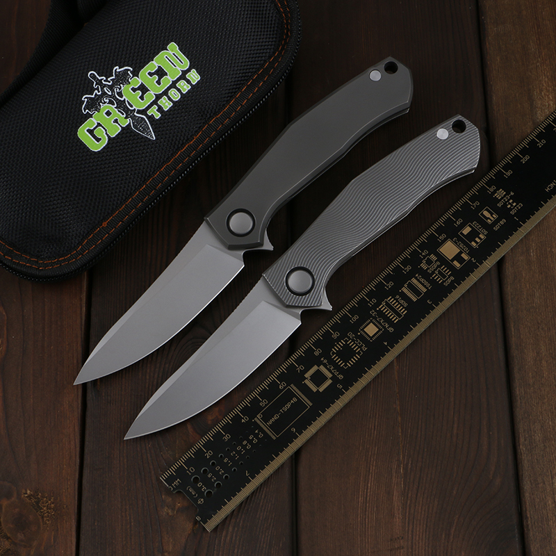 

Green thorn playing card limited edition m390 blade + titanium alloy handle camping outdoor folding knife EDC tool