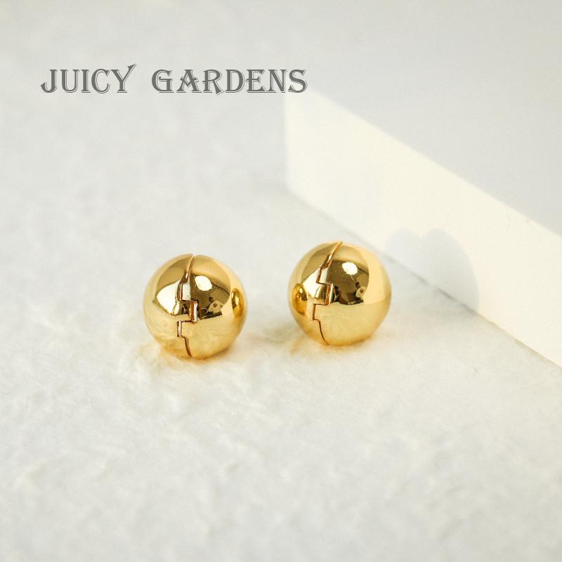 

Stud INS Small Earrings Simple Web Celebrity Metal Ball Round, Golden;silver