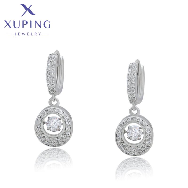 

Hoop & Huggie Xuping Jewelry Arrival Fashion Rhodium Color Earrings For Women Christmas Gift 810688185