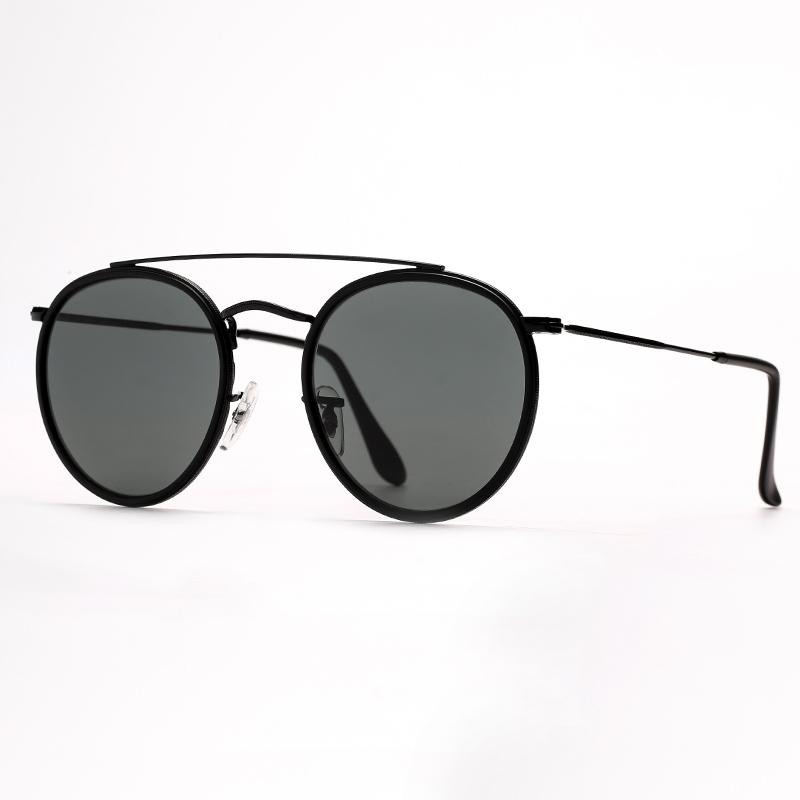 

Fashion Round Sunglasses Double Bridge Vintage Sunglass Driving UV Protection Sun Glasses Mens Eyeware Des Lunettes De Soleil with leather case and retail package
