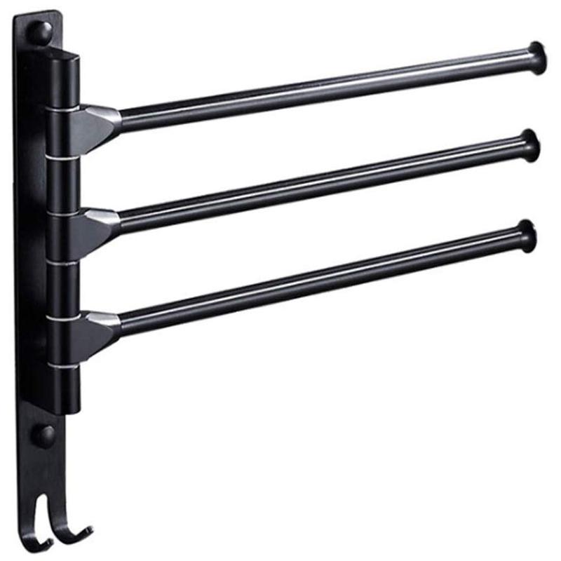 

Towel Racks Rack Holder, Bars Holder Swing Wall Mounted With Hooks 3-Bar Oil Rubbed Bar Swivel Hanger S, Black