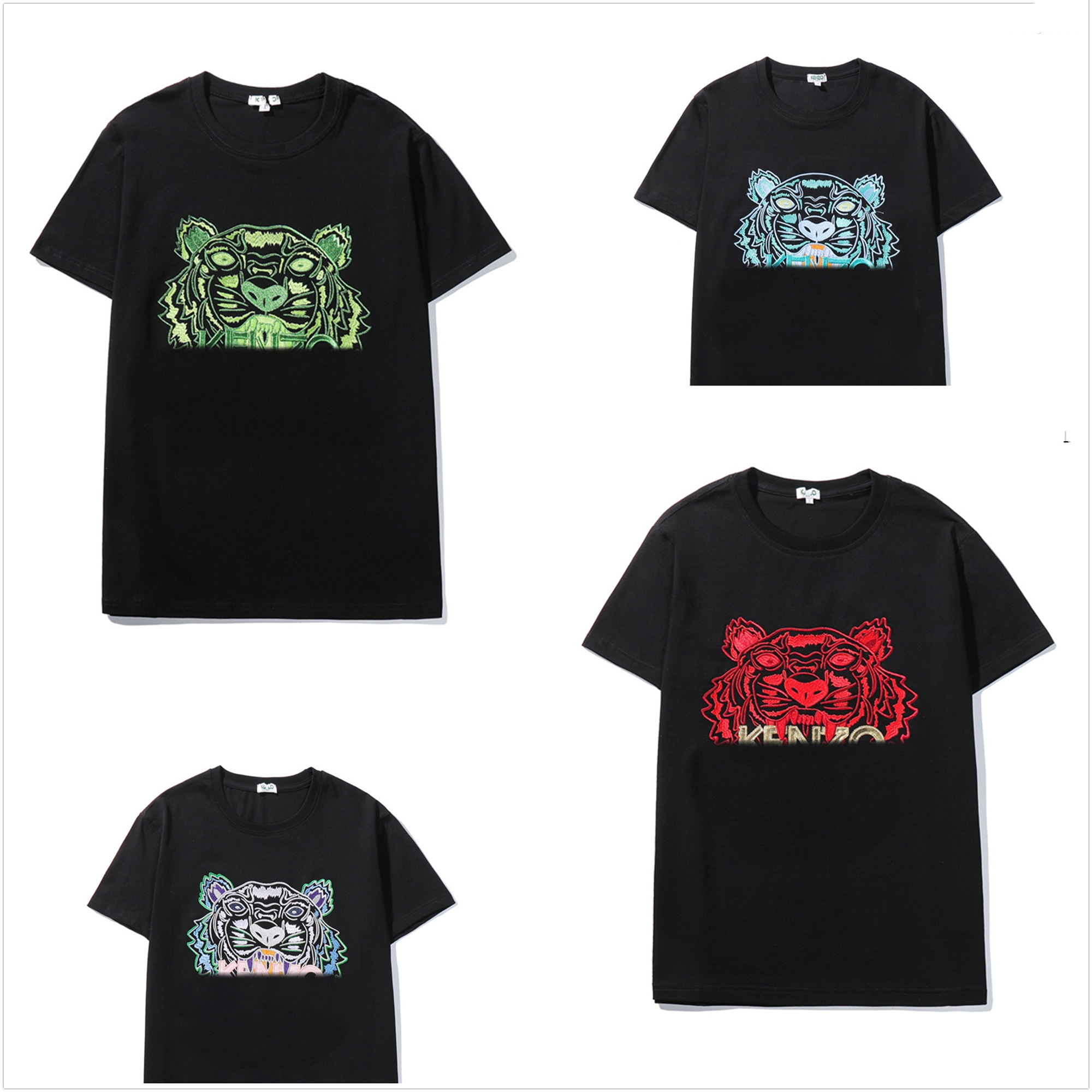 

Men's T shirt embroidered short-sleeved models tops for men and women couples high quality T-shirt 0102, White;black