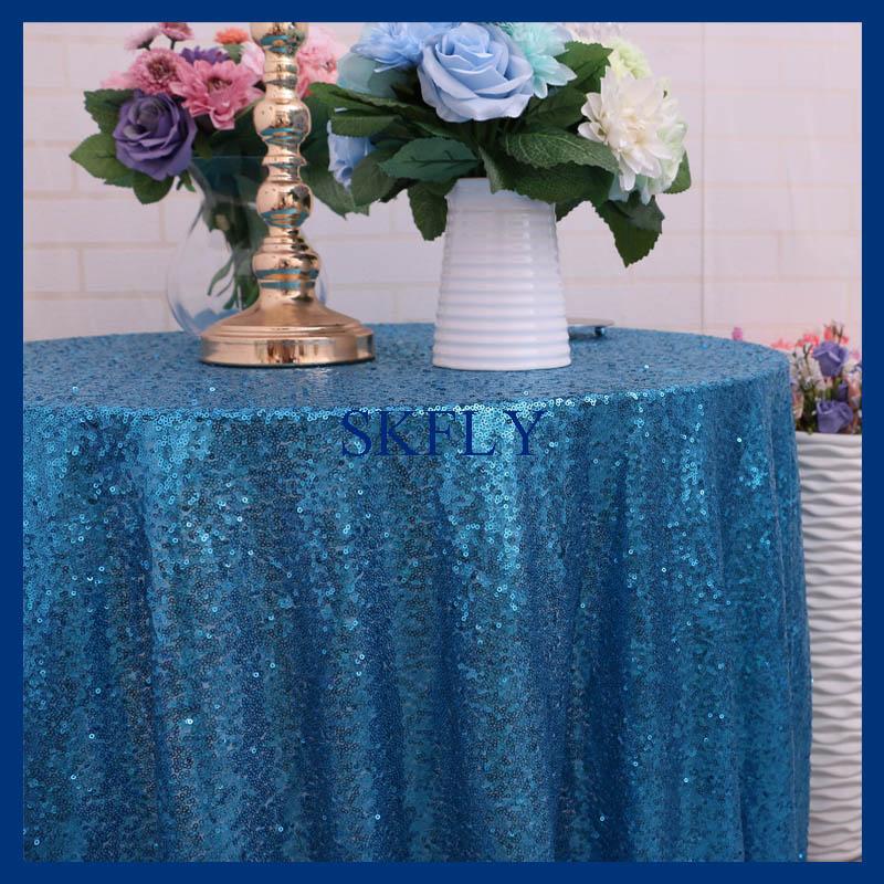 

Wedding 132 Inch Round Aqua Blue Light Sequin Table Cloth
