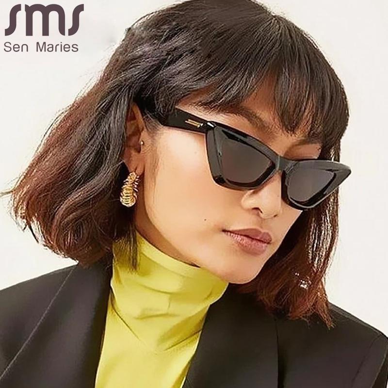 

Sunglasses Chic Cat Eye For Women Vintage Square Elegant Sun Glasses Female Ins Gradient Black Shades, White;black