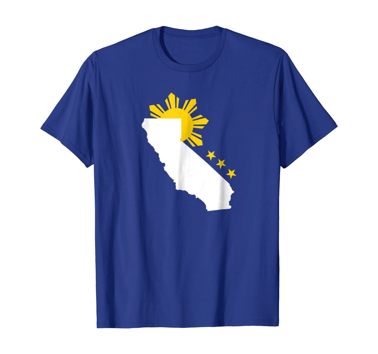 

california map with philippine stars and sun filipino shirt, White;black