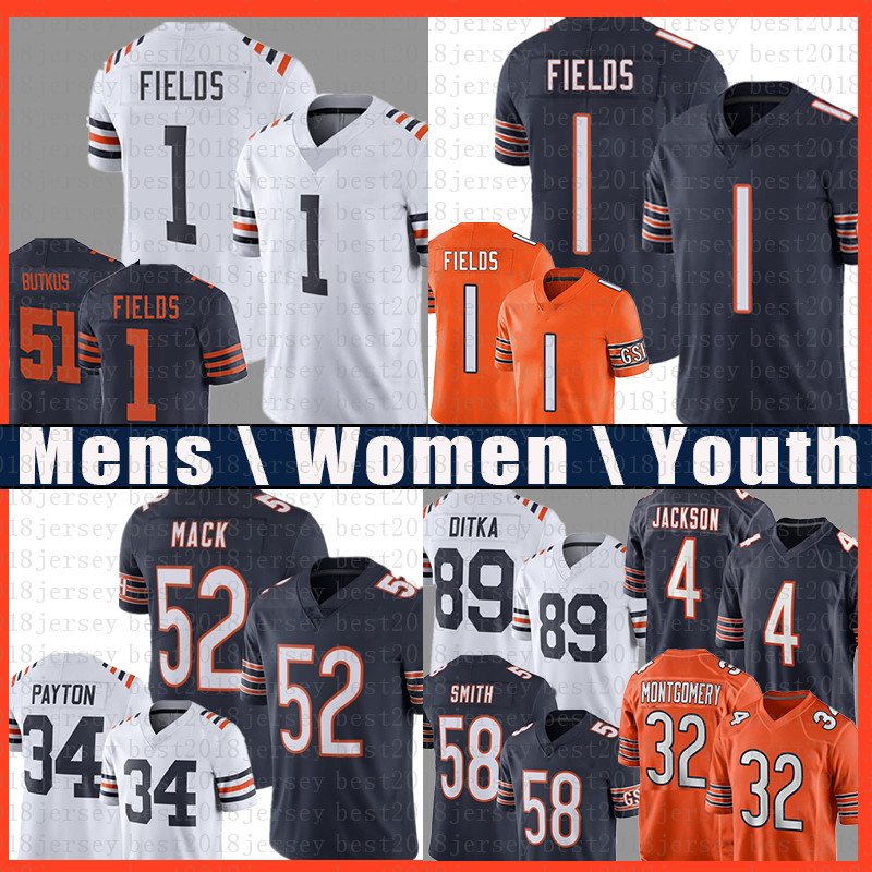 

1 Justin Fields Jersey 52 Khalil Mack Ditka Butkus Walter Payton Eddie Jackson David Montgomery Jim McMahon ChicagoBearsDarnell Mooney Ditka Smith Football, Mens jersey(xiongdui)