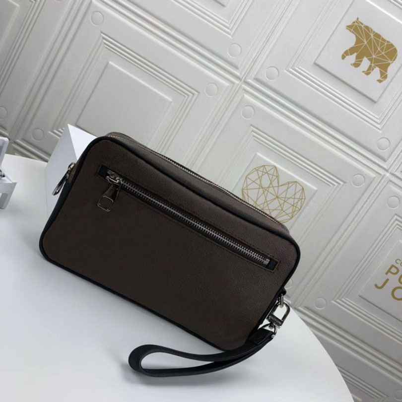 

M42838 KASAI handbag men strap wrists bag fashion women brown flower wrist toiletry kits totes wallet man canvas outdoor clutch bags, Size: 24x16x6cm
