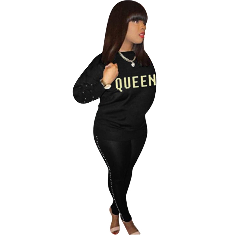 

Ensemble Jogging Femme Deux Pieces Spring Fall Women Letter Print Long Sleeve Tshirts+Skinny Pencil Pants Tracksuits 2 Piece Set 210604, Purple