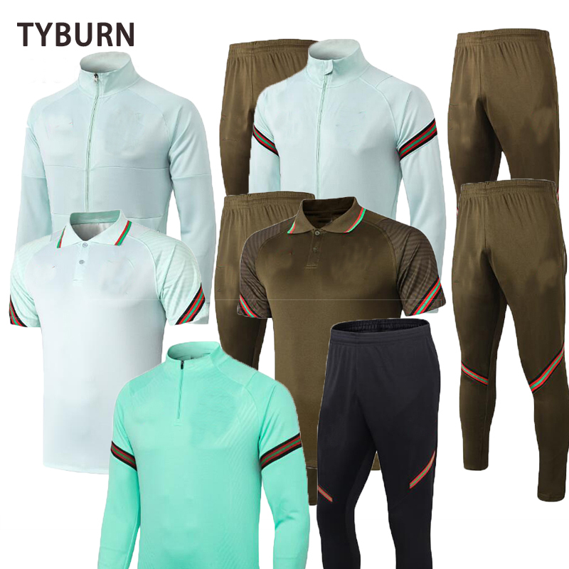 

New Portugal Training Suit 20212022 Portugal Soccer Jacket Maillot De Foot Zipper Hoodie THAUVIN Football Tracksuit X0426, Gray