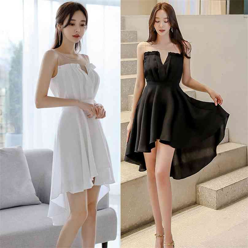 

irregular Dress for women Summer Sleeveless Strapless Polyester Ladies Loose in Sexy Party Dresses 210602, Black