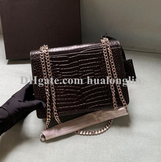 

Leather Shoulder Handbag Woman Bag Women Purse Original box cross body messenger chain lady bags handbags designer alligator, With box