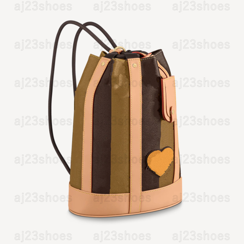 

Randonee Messenger Shoulder Bags M45968 Monograms Stripes Brown Coated Canvas Outdoor Vintage Adjustable Drawstring backpack, 05