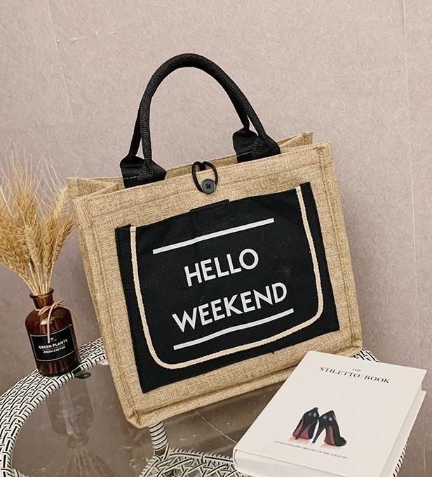 

Cross Body Female Bags 2021 Cotton And Linen Woven Lady Bag Retro Handbag, White