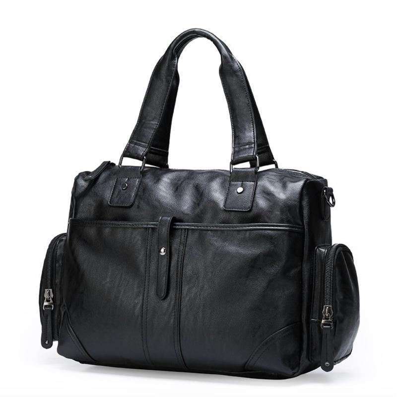 

Briefcases 19 Inch High Quality Luxury PU Leather Handbags Men Design Student Hand Bag For Women Fashion Male Office