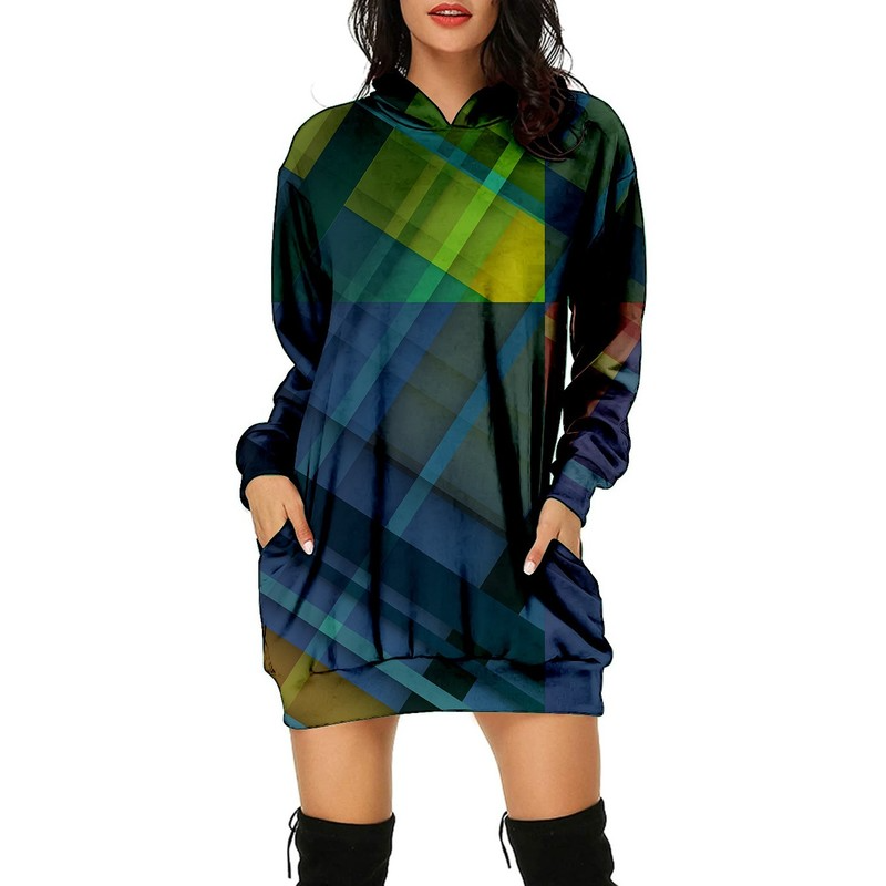 

Hooded long-sleeved women's long sweater loose, comfortable and soft, Black