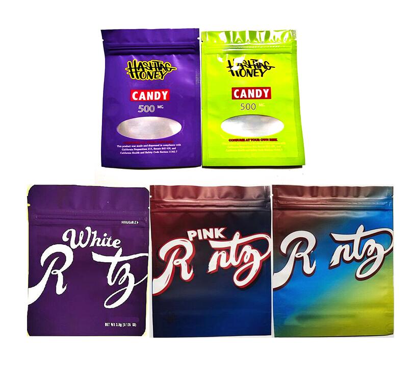 2 types Medica 500mg HASHTAG HONEY edible packaging bags 3 colors white runtz mylar bag cooks baggies smell proof resealable zipper pouch candy p-image-744792720