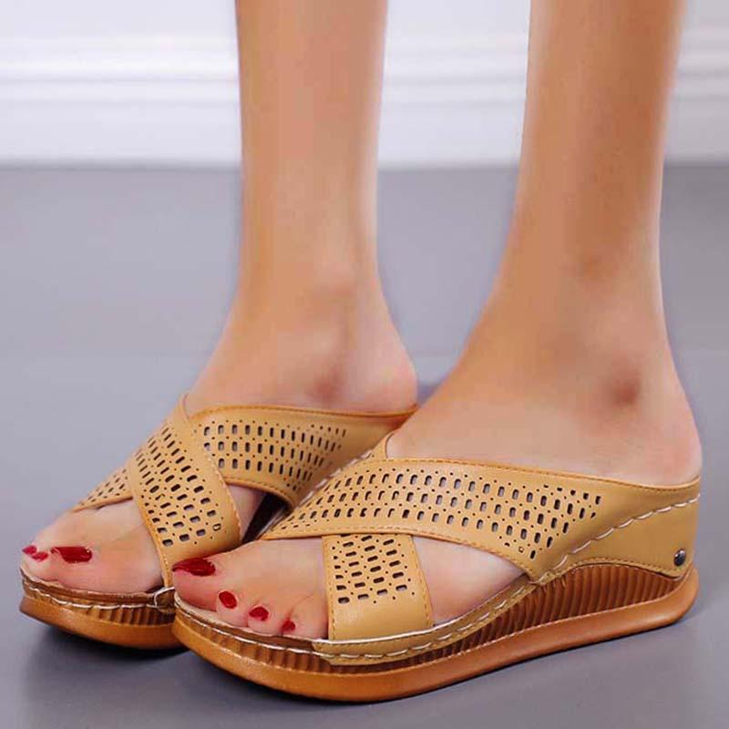 

Women Sandals Flats Platform Beach Casual Shoes Woman Wedge Retro Female Sandalias Mujer Feminino Plus Size, Black