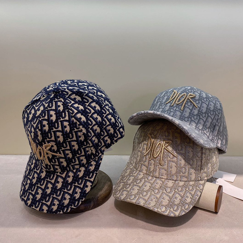 

02CO d Family Old Flower Baseball Letter Embroidery Printing Men's and Women's Cap Classic Trendy British Hat with Curved Brim, Blue;gray