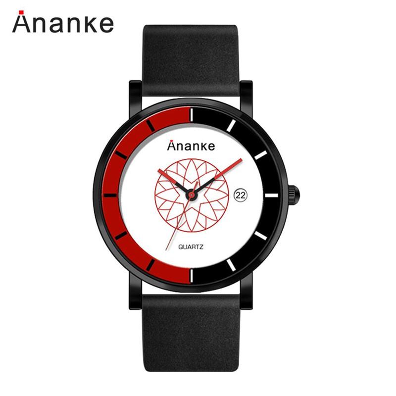 

Wristwatches 2021 Relogio Masculino Ananke Brand Watch For Men Fashion Calendar Leather Sports Quartz Business Wristwatch Reloj Hombre, Slivery;brown