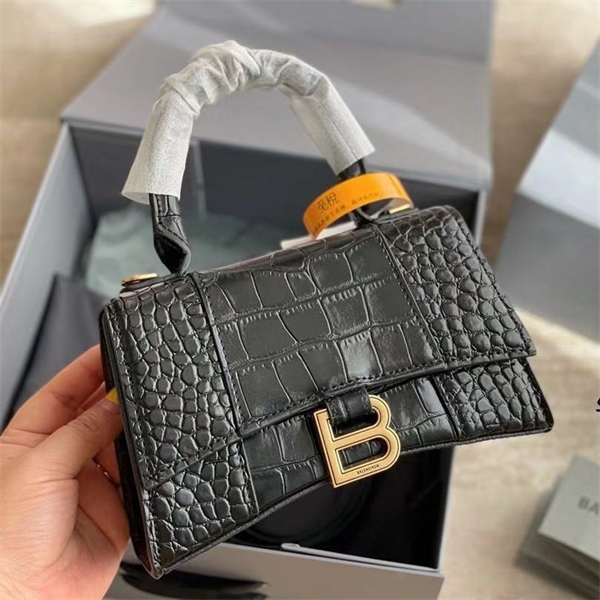 

Hand bags new series stone hourglass crocodile grain cowhide hand single shoulder bag female Purse Outlet, Light gray
