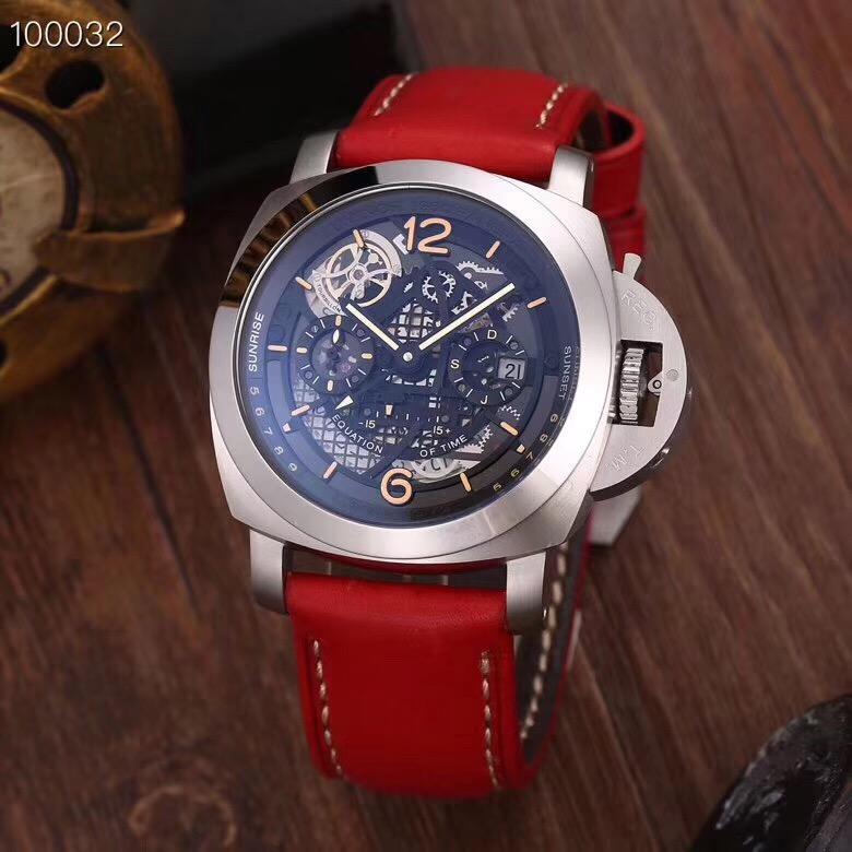 

Classic Men Automatic Mechanical Stainless Steel GMT Watches Silver Brown Black Leather Tourbillon Skeleton Luminous Wristwatches, 12