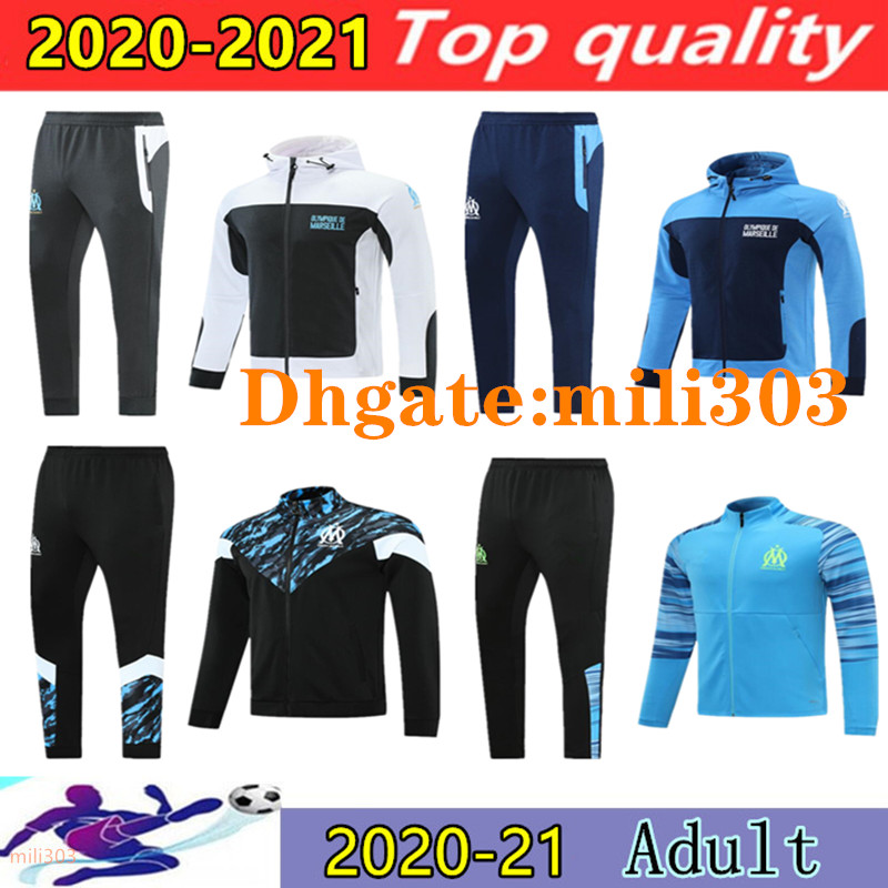 

2021 Olympique de Marseille men tracksuit soccer jacket Survetement 20 21 OM Maillot De Foot PAYET BALOTELLI football Hooded jackets