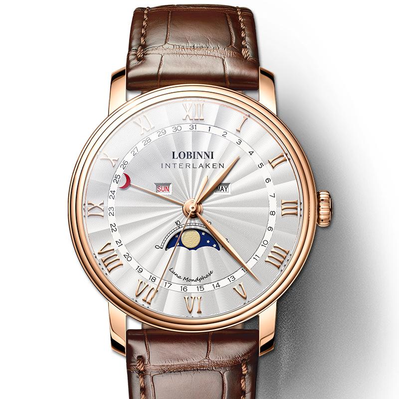 

Wristwatches Men Watches Switzerland Watch Sapphire Waterproof Moon Phase Reloj Hombre Japan Miyota Movement L160133, Item 1