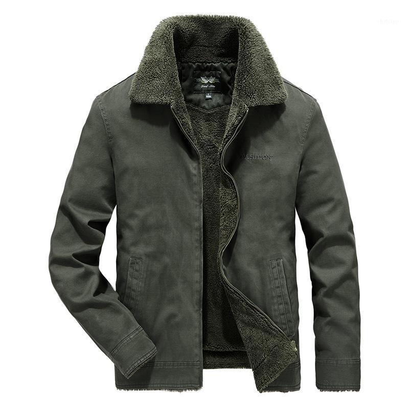 

Men's Jackets Winter Fleece Jacket Men Cotton Army Military Bomber Jaqueta Masculina Windbreaker Thick Fur Collar Parka Coats Outwear, Khaki