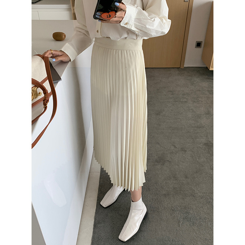 Skirts Autumn High Waist Pleated Korean Version Slim and Crimped A-length Temperament Half Skirt Women's 81108-image-728366373