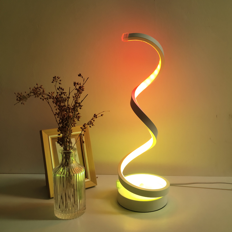 

Spiral shape LED Table Lamp Remote Control Warm White Dimmable Desk Lamp With UK US EU AU Plug Bedside Lights Decor