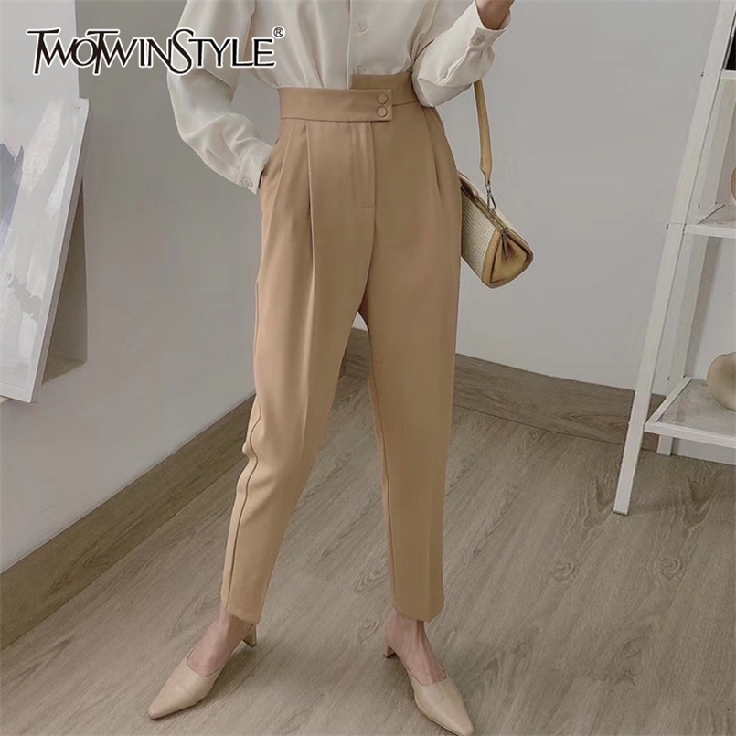 

Casual Irregular Trouser For Women High Waist Minimalist Solid Harem Pants Female Clothing Spring Fashion 210521, Green