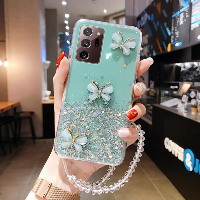 

Cell Phone Mounts & Holders Luxury Bling Glitter Lanyard Silicone Case For Galaxy S21 S20 FE S10 S9 Note 20 10 9 8 Plus Ultra-thin S