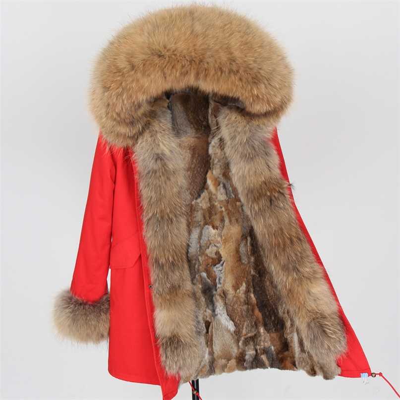 

winter women real fur coat long Rabbit fur lining hooded parka Large raccoon fur collar warm coats Star same style 211108, Xd2-17