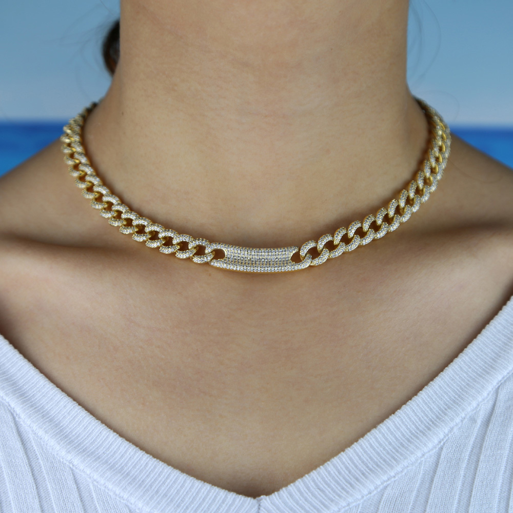 

Fashion Animal butterfly bar Pendant Necklace Charm miami Cuban chain Gold rhodium Cubic Zircon women Hip hop Rock Jewelry X0509