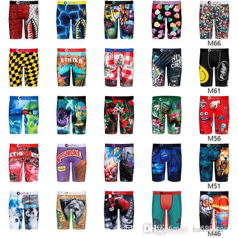 

Swimwear Men Ethika Shorts Fashion Sports Tight And Breathable Beach Wear Ice Silk Polyester Printed Underwear Boxers, White;black