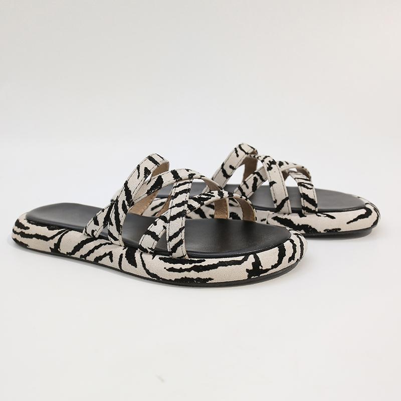 

Slippers WEIBATE 2021 Summer Zebra Flatform Slide Woman Thin Strips Sandals Flat Sandalias Mujer Beach Ladies Thick Sole Slides, Black