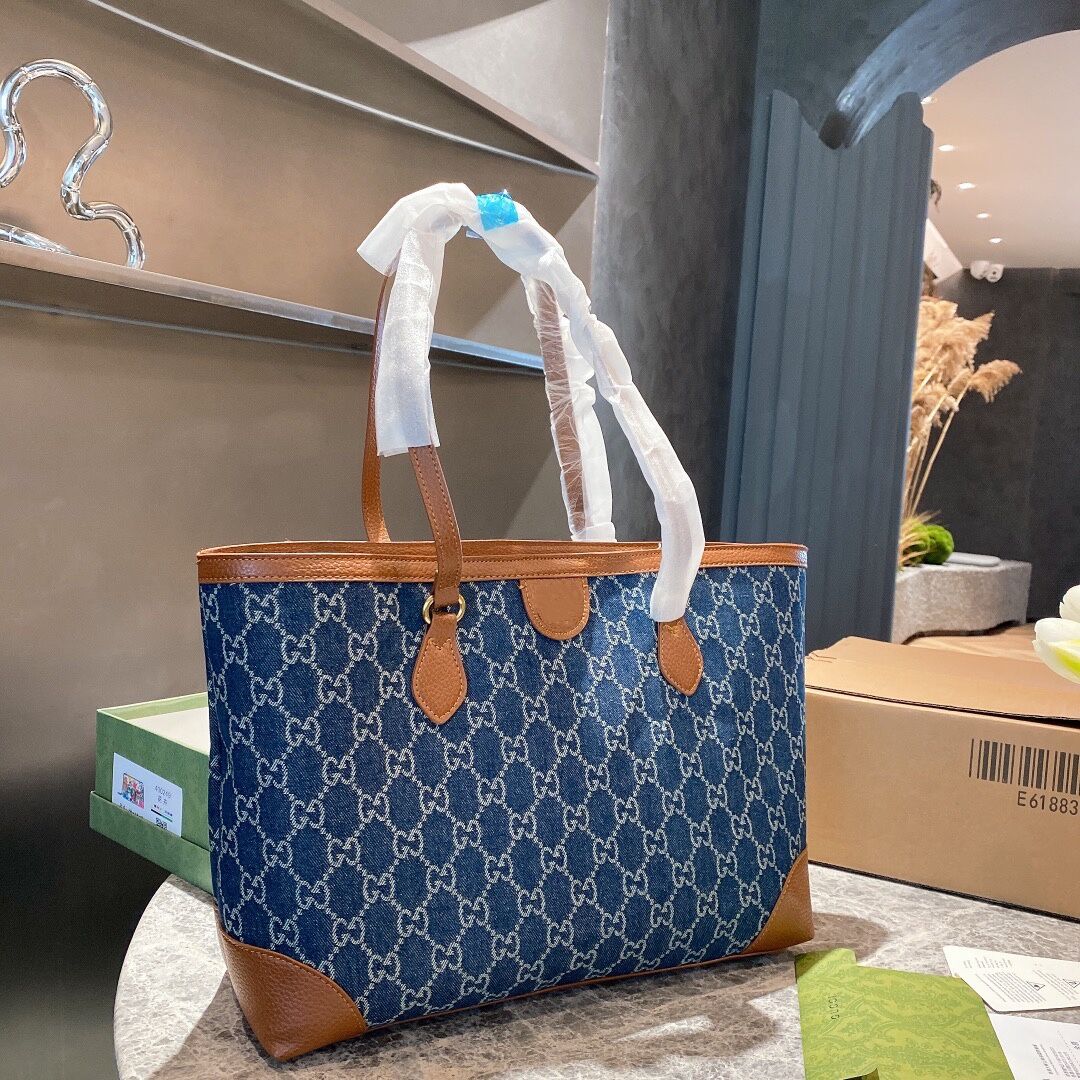 

2021 design ophelia vintage shopping bag denim totter one shoulder hand print large capacity