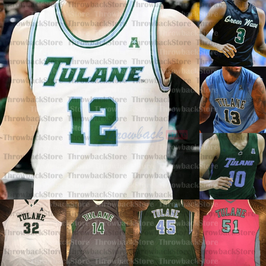 

Custom Tulane Green Wave Basketball jerseys Teshaun Hightower K.J. Lawson Walker Thompson Nic Thomas Kevin Zhang Ray, Black;red